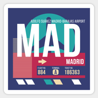 Madrid, Spain (MAD) Airport Code Baggage Tag E Sticker